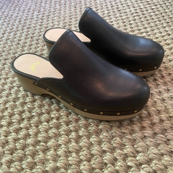 J. Crew Shoes - J. Crew AQ675 Black Leather Clogs Size 6.5 New
